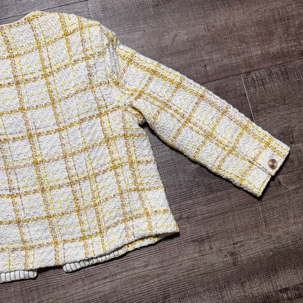 CAbi Women's Yellow and White Plaid Blazer - Picture 11 of 12